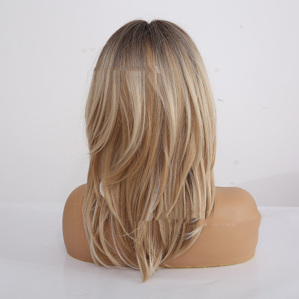 Wig Female Wigs Long Hair Gradient Color Golden Headgear 1d0dd5-b6.myshopify.com