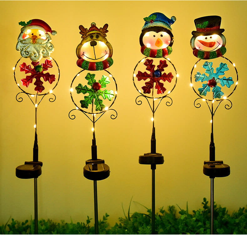 Solar Christmas Led Snowman Elk Ground Plug Light