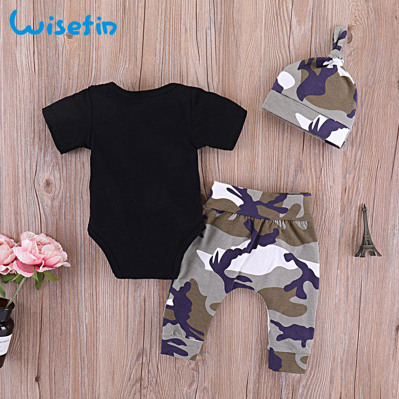 Wisefin Boy Clothing Infant Camo Black Baby Clothes Set Summer For Boy 3 Piece Cartoon Print Kids Outfit With Hat For Newborn 1d0dd5-b6.myshopify.com