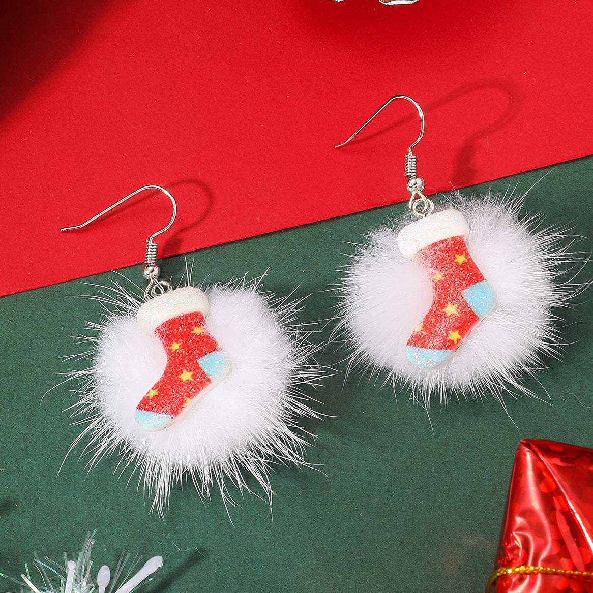 Winter Snowflake Hair Ball Earrings Ins Cute Christmas Elk Santa Claus Stock Element Earrings Women Jewelry