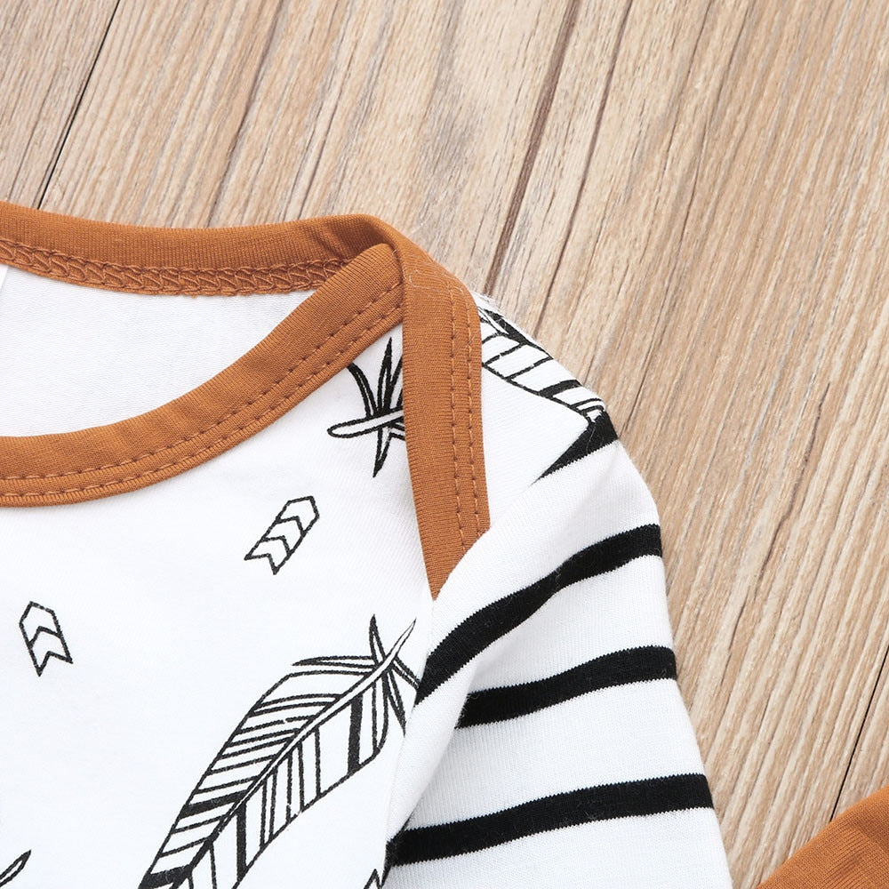 Winter Baby Newborn Baby Boy Girl Clothes Feather T shirt Tops Striped Pants Clothes Outfits Set vetement enfant fille 1d0dd5-b6.myshopify.com