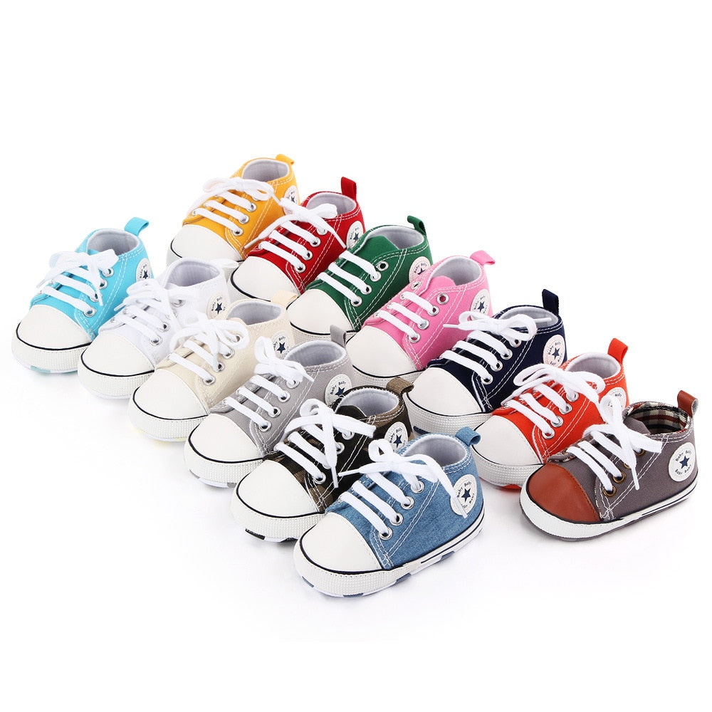 Baby Shoes Boy Girl Star Solid Sneaker Cotton Soft Anti-Slip Sole Newborn Infant First Walkers Toddler Casual Canvas Crib Shoes 1d0dd5-b6.myshopify.com