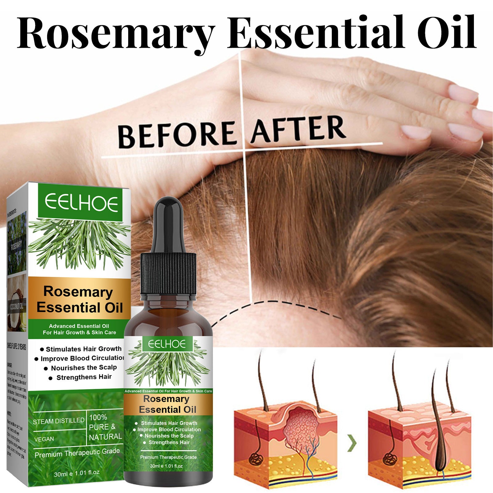 Rosemary Hair Care Essential Oil Anti-loss Hair Growth Hair Care Nourish Scalp Hair Roots 1d0dd5-b6.myshopify.com