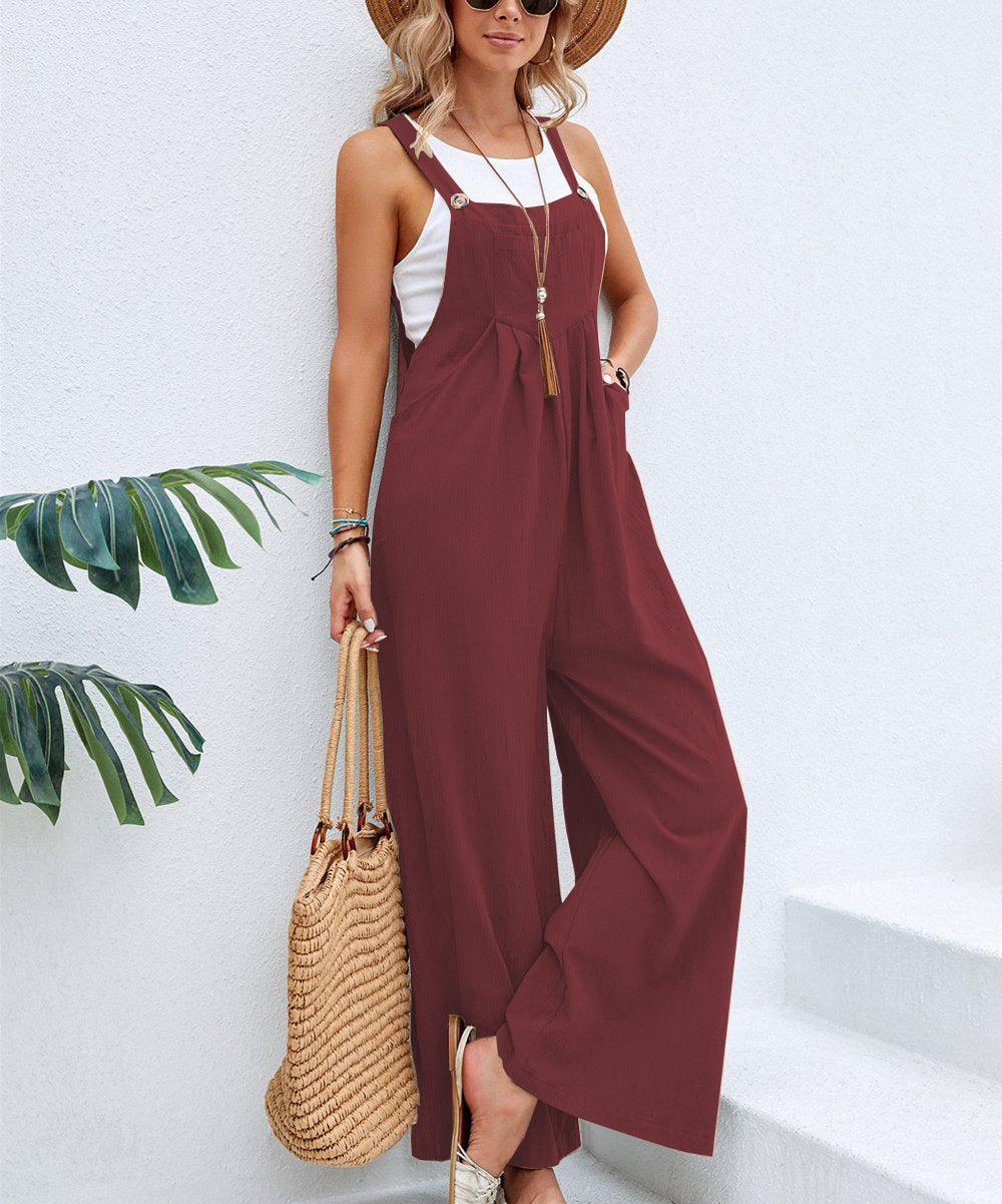 Women Long Bib Pants Overalls Casual Loose Rompers Jumpsuits With Pockets 1d0dd5-b6.myshopify.com