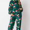 Women's Christmas Hat Pajamas Long Sleeve Trousers Suit