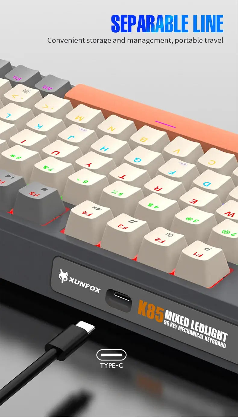 XUNFOX K85 wired mechanical keyboard for esports games hot swappable desktop computer for office and home