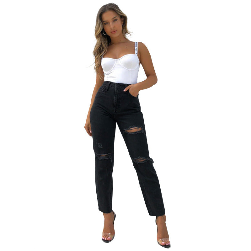 Women's Fashion Washed Blue Jeans 1d0dd5-b6.myshopify.com