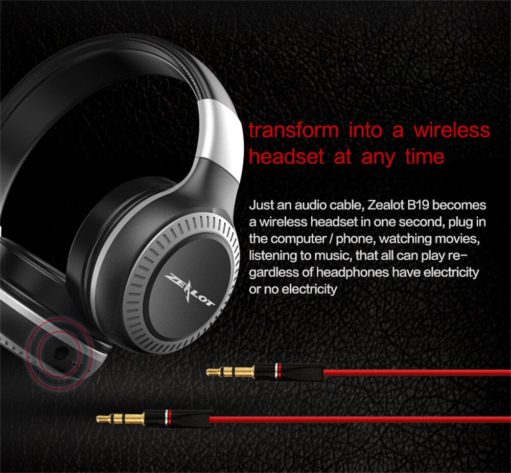 ZEALOT B19 Wireless Headphones with fm Radio Bluetooth Headset Stereo Earphone with Microphone 1d0dd5-b6.myshopify.com