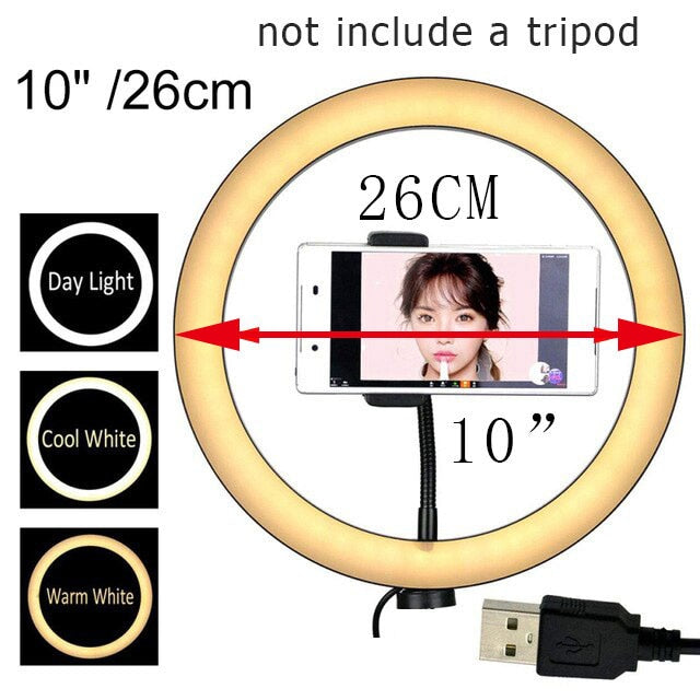 Video Youtube Fill Ring Light Lamp Live COOK 26CM Photography Lighting Phone Ringlight Tripod Stand Photo Led Selfie Bluetooth 1d0dd5-b6.myshopify.com