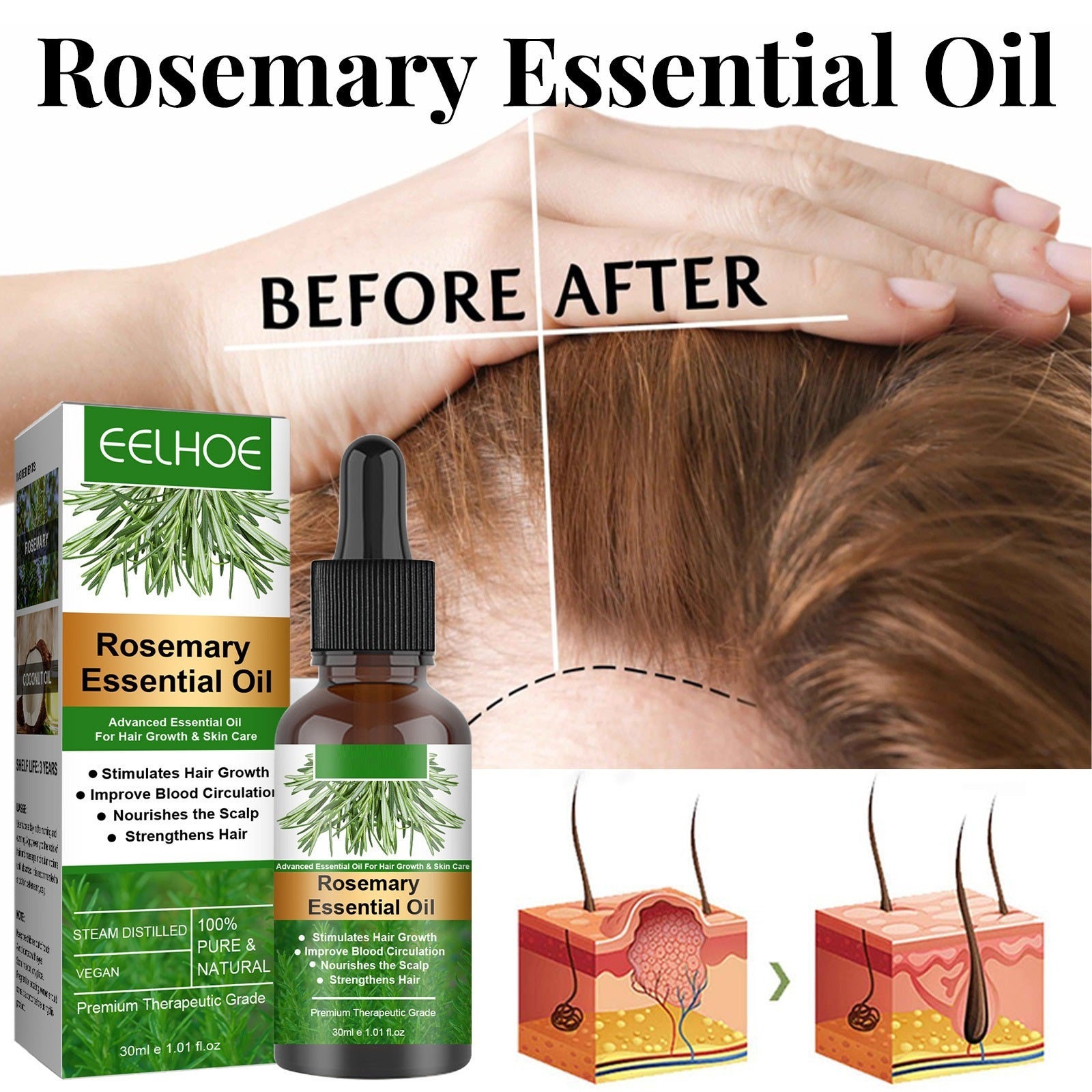 Rosemary Hair Care Essential Oil Anti-loss Hair Growth Hair Care Nourish Scalp Hair Roots 1d0dd5-b6.myshopify.com