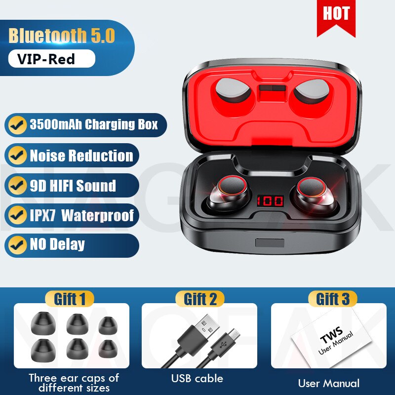 TWS-X10 Bluetooth Headset HIFI Stereo Active Noise Reduction 3500mAh Charging Box Sports Waterproof With Mic Wireless Earphones 1d0dd5-b6.myshopify.com