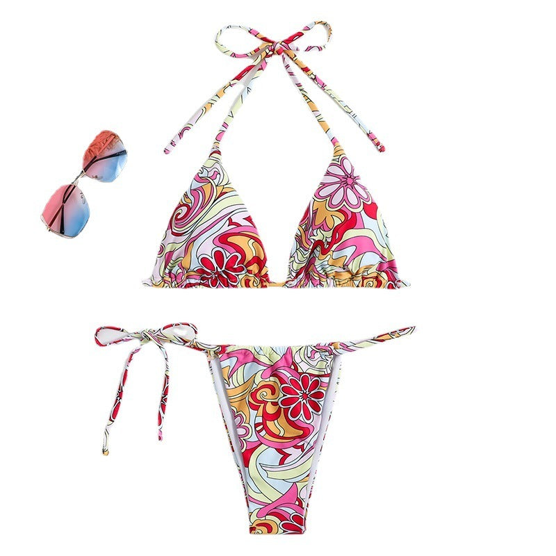 Triangle Printed Bikini For Women With Separate System And Hanging Neck Swimsuit 1d0dd5-b6.myshopify.com