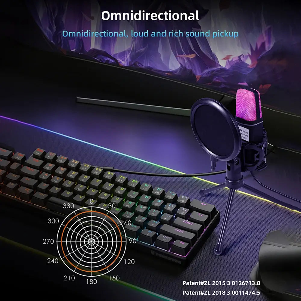 SF-666R condenser microphone RGB seven color luminous microphone with shock mount USB computer game