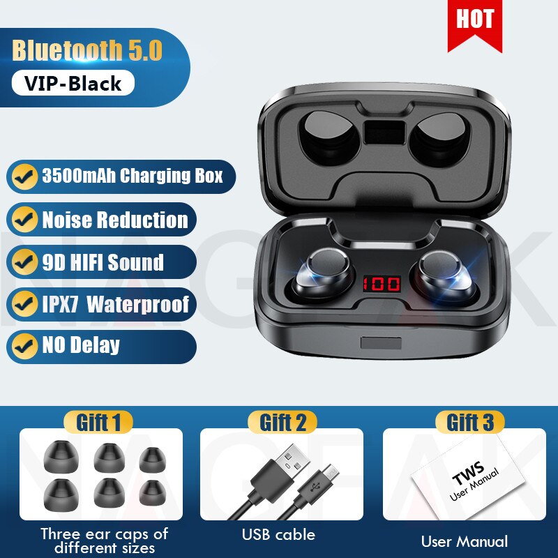 TWS-X10 Bluetooth Headset HIFI Stereo Active Noise Reduction 3500mAh Charging Box Sports Waterproof With Mic Wireless Earphones 1d0dd5-b6.myshopify.com