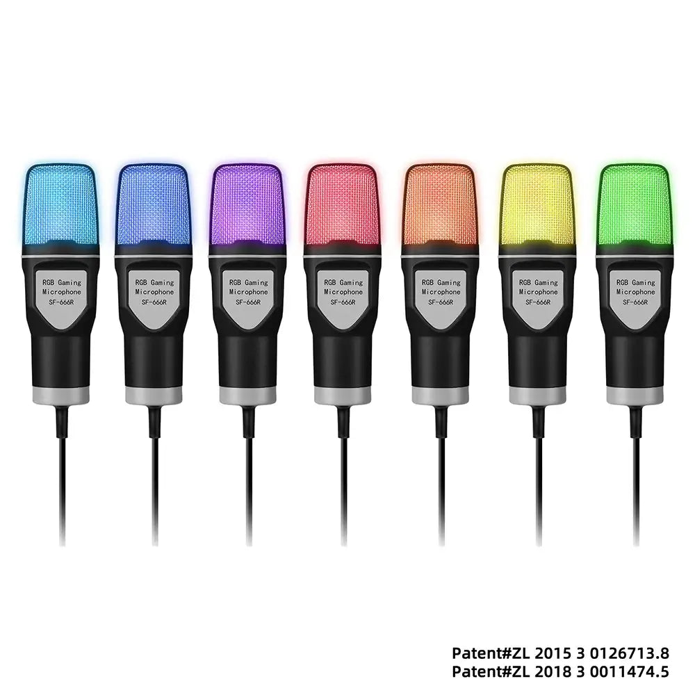 SF-666R condenser microphone RGB seven color luminous microphone with shock mount USB computer game