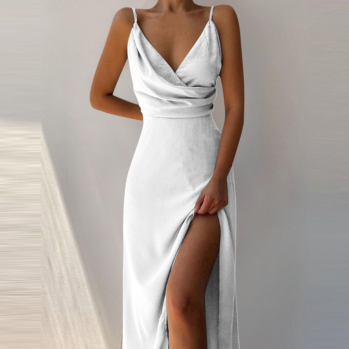 V-neck Slip Dress Low Cut Printed Slit Dress 1d0dd5-b6.myshopify.com