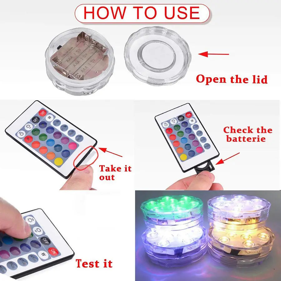 LED Remote Control Diving Light Waterproof Candle Light