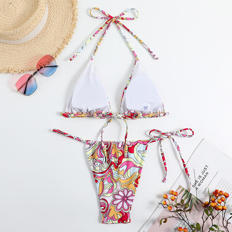 Triangle Printed Bikini For Women With Separate System And Hanging Neck Swimsuit 1d0dd5-b6.myshopify.com