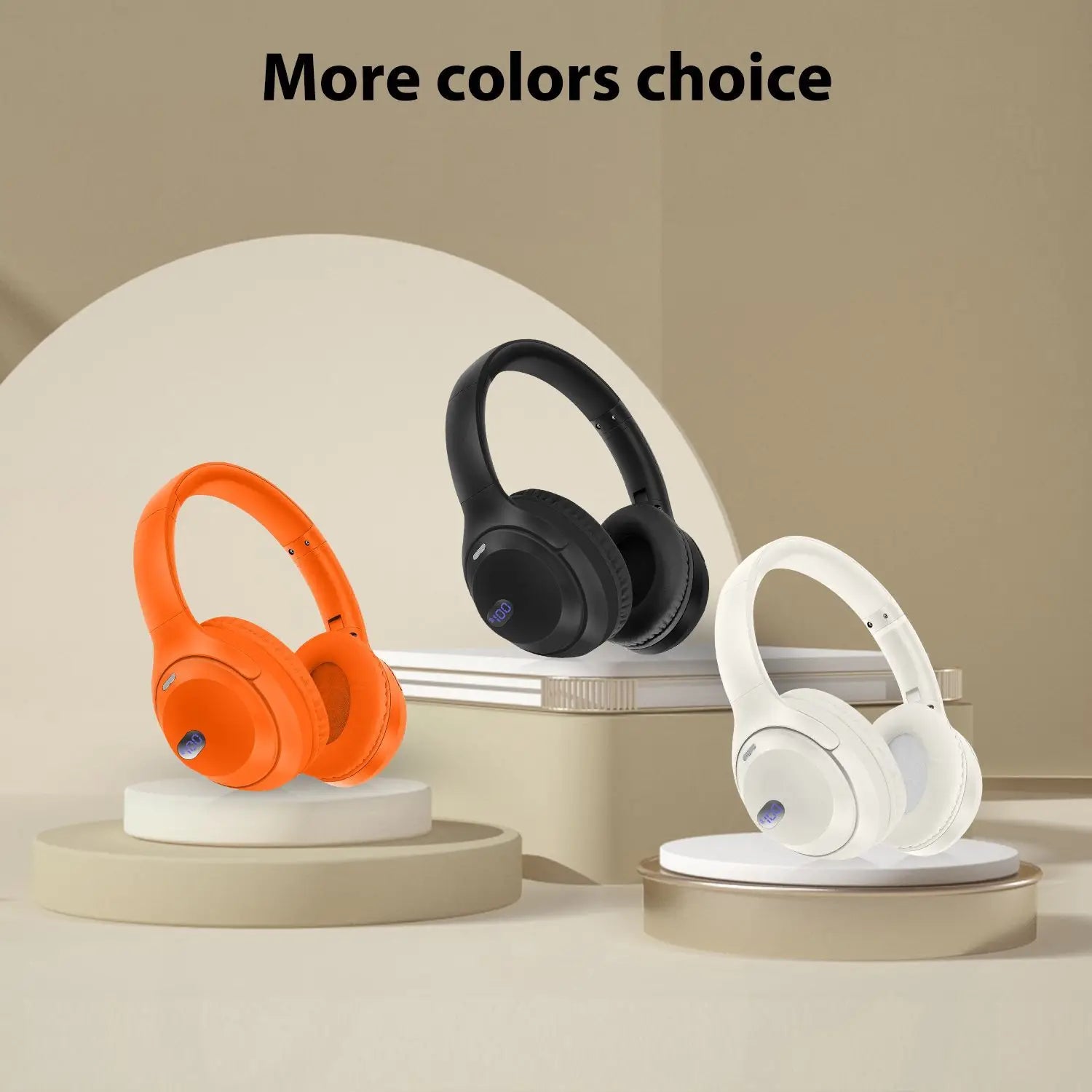 Wireless Bluetooth headset with battery display long battery life and foldable design