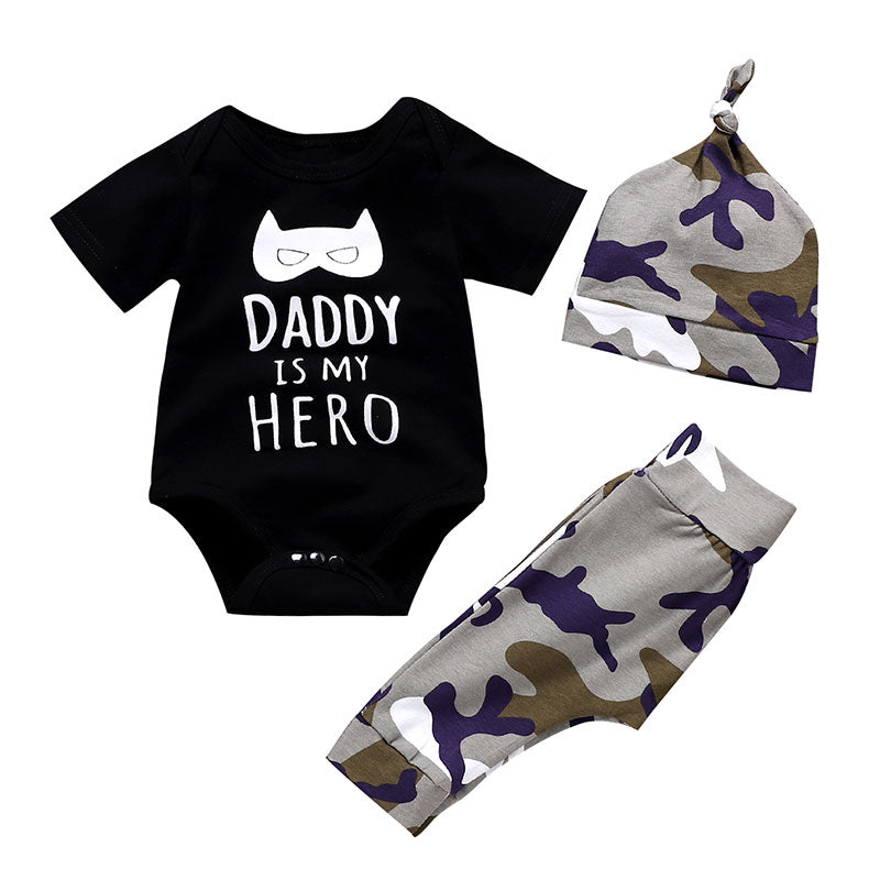 Wisefin Boy Clothing Infant Camo Black Baby Clothes Set Summer For Boy 3 Piece Cartoon Print Kids Outfit With Hat For Newborn 1d0dd5-b6.myshopify.com