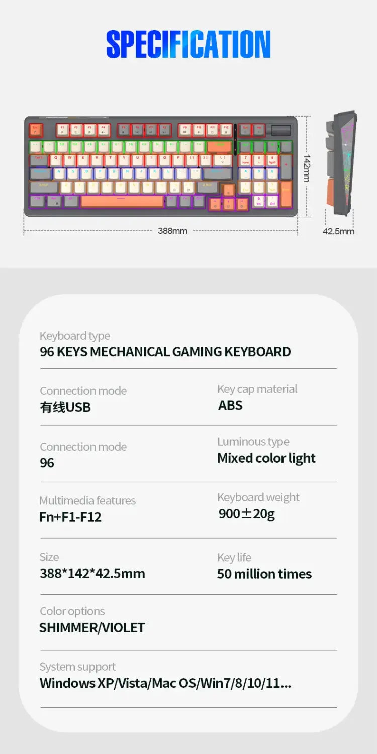 XUNFOX K85 wired mechanical keyboard for esports games hot swappable desktop computer for office and home