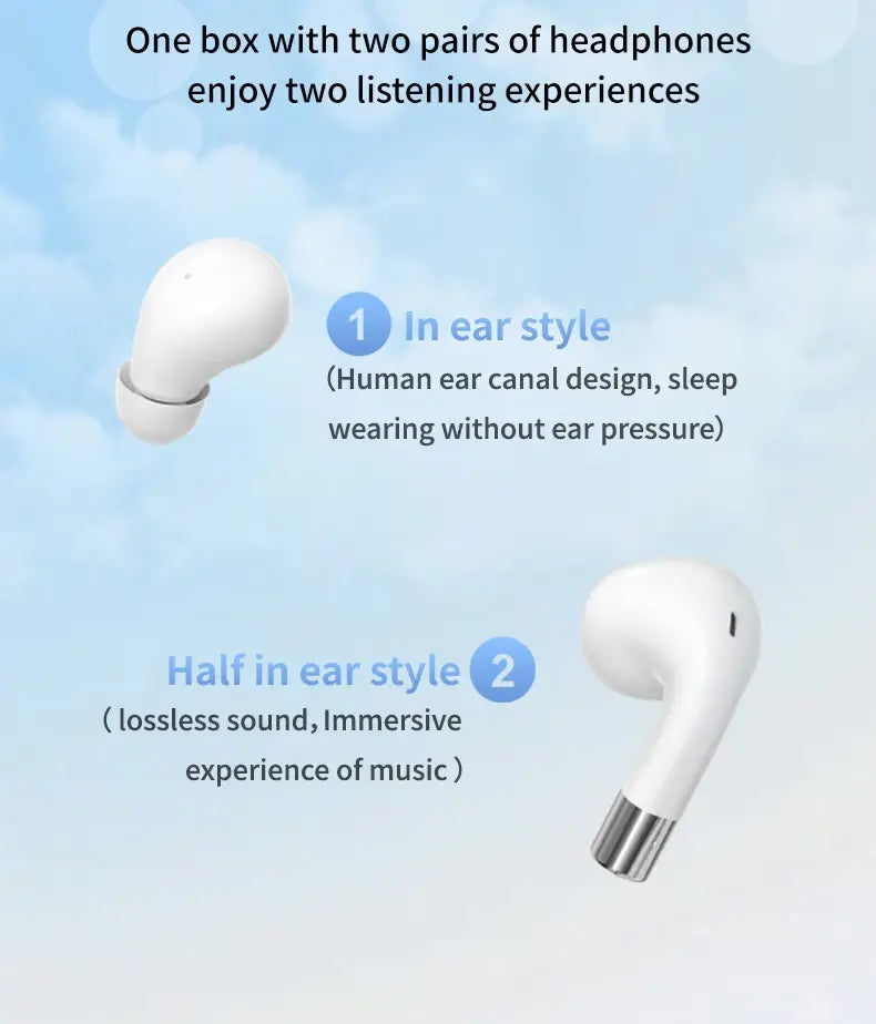 TWS Wireless Bluetooth Headphones ENC Noise Canceling with Mic Earphones Invisible Sleeping Earbuds Sports Waterproof