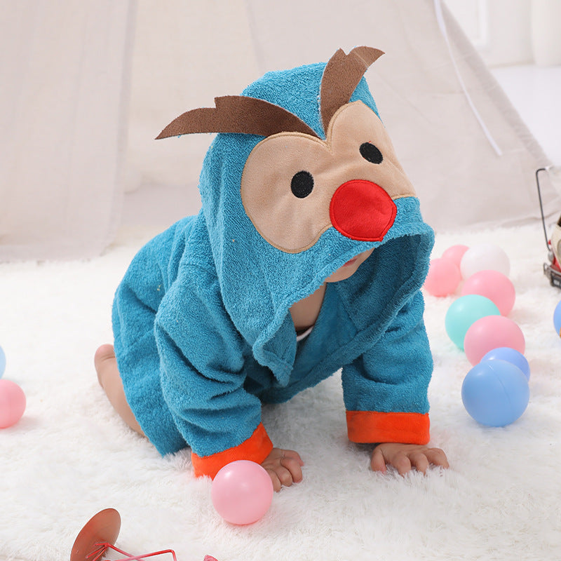 Children's Cardigan Hooded Animal Bathrobe Baby Home Clothes Cotton Towel Material Baby Absorbent Bath Towel 1d0dd5-b6.myshopify.com