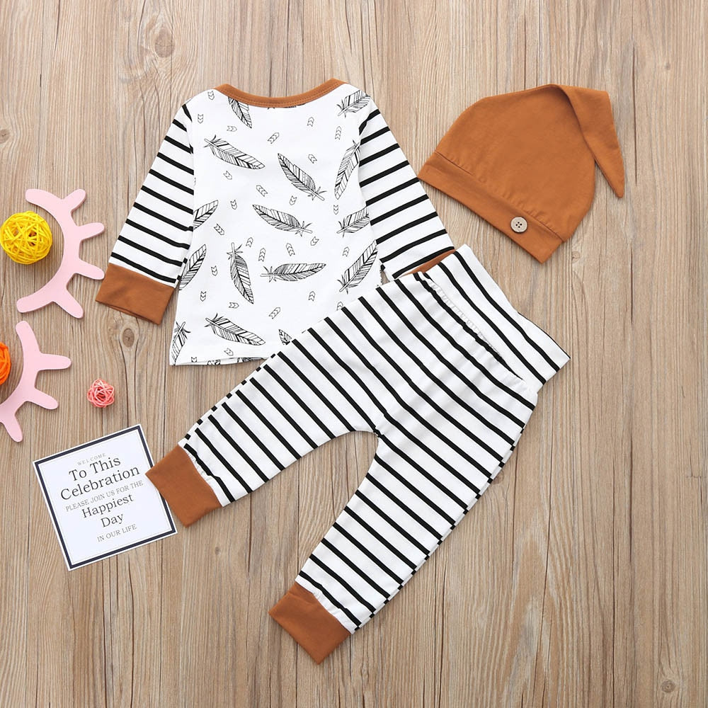 Winter Baby Newborn Baby Boy Girl Clothes Feather T shirt Tops Striped Pants Clothes Outfits Set vetement enfant fille 1d0dd5-b6.myshopify.com