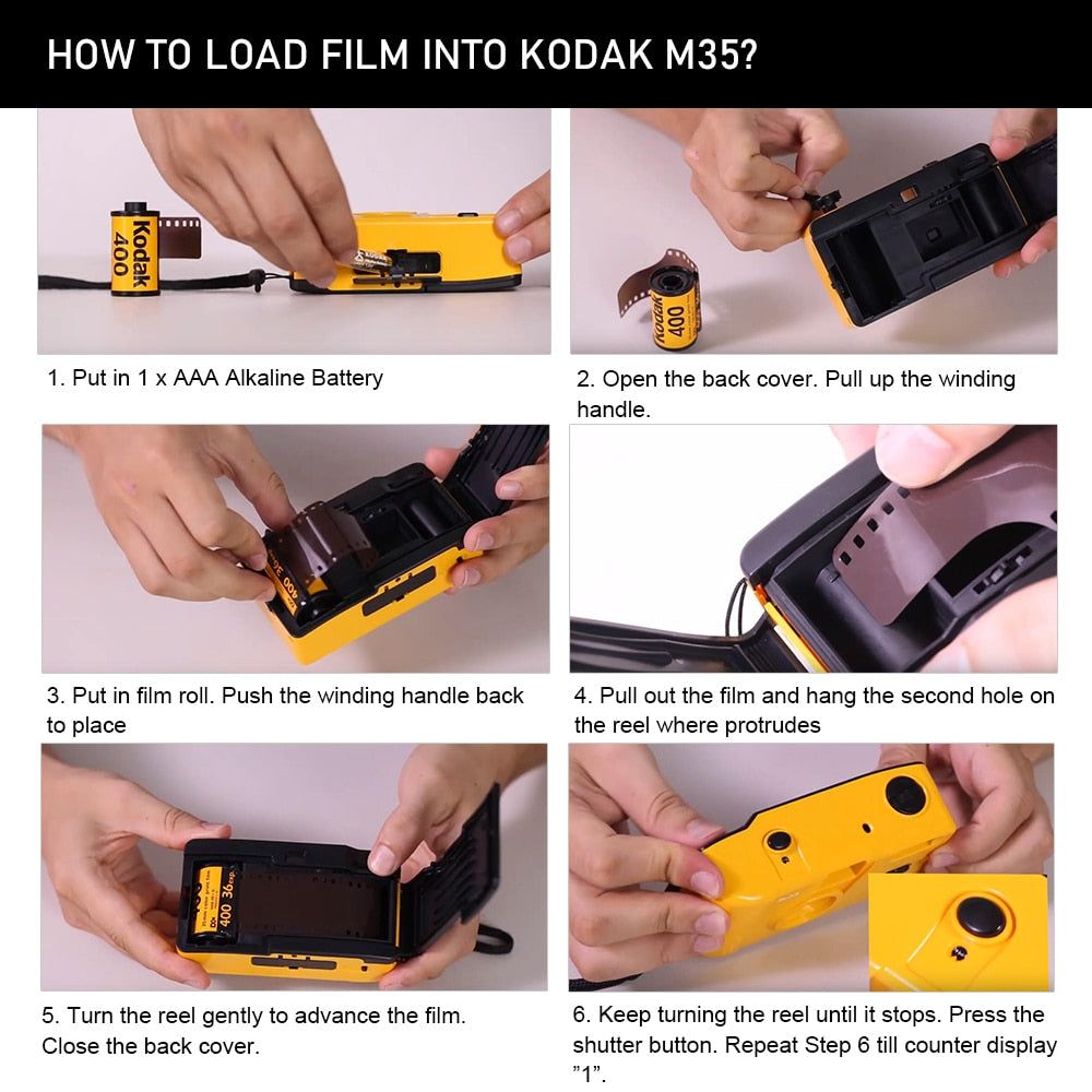 KODAK Vintage Retro M35 / M38 35mm Reusable Film Camera Sky Blue/ Yellow / Mint Green / Pink / Red / Cobalt Blue - Kosmo Shop