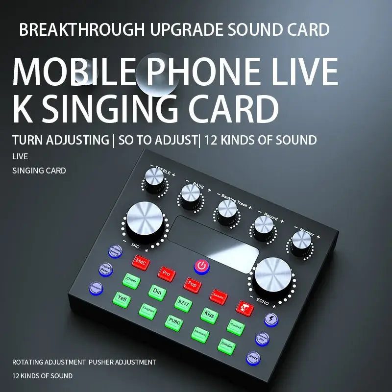 V8S Audio Mixer with Voice changer,Podcast Mixer,Sound Card for Phone Gaming Karaoke Studio Live Streaming Podcast