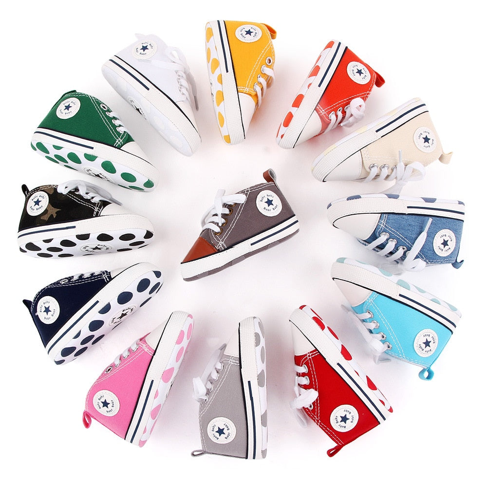 Baby Shoes Boy Girl Star Solid Sneaker Cotton Soft Anti-Slip Sole Newborn Infant First Walkers Toddler Casual Canvas Crib Shoes 1d0dd5-b6.myshopify.com