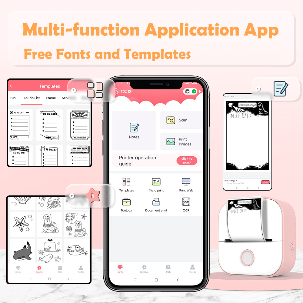 Phomemo Portable Mini Thermal Printer T02 Mini Pocket Label Printer DIY Self-adhesive Sticker Label Machine Various Label Paper 1d0dd5-b6.myshopify.com