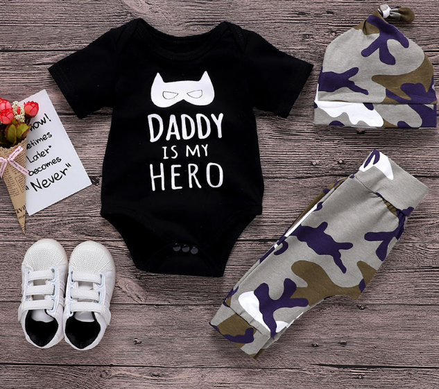 Wisefin Boy Clothing Infant Camo Black Baby Clothes Set Summer For Boy 3 Piece Cartoon Print Kids Outfit With Hat For Newborn 1d0dd5-b6.myshopify.com