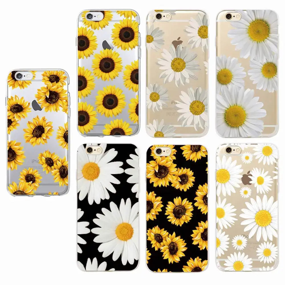 Cute Summer Daisy Sunflower Floral Flower Soft Clear Phone Case Fundas Coque For iPhone 7 7Plus 6 6S 8 8PLUS X XS Max