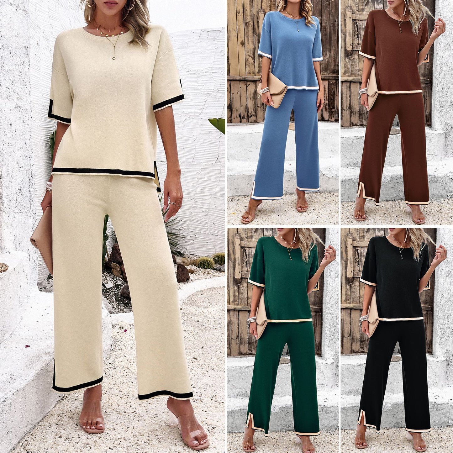 Women's Fashion Temperament Leisure Short Sleeve Knitting Suit 1d0dd5-b6.myshopify.com