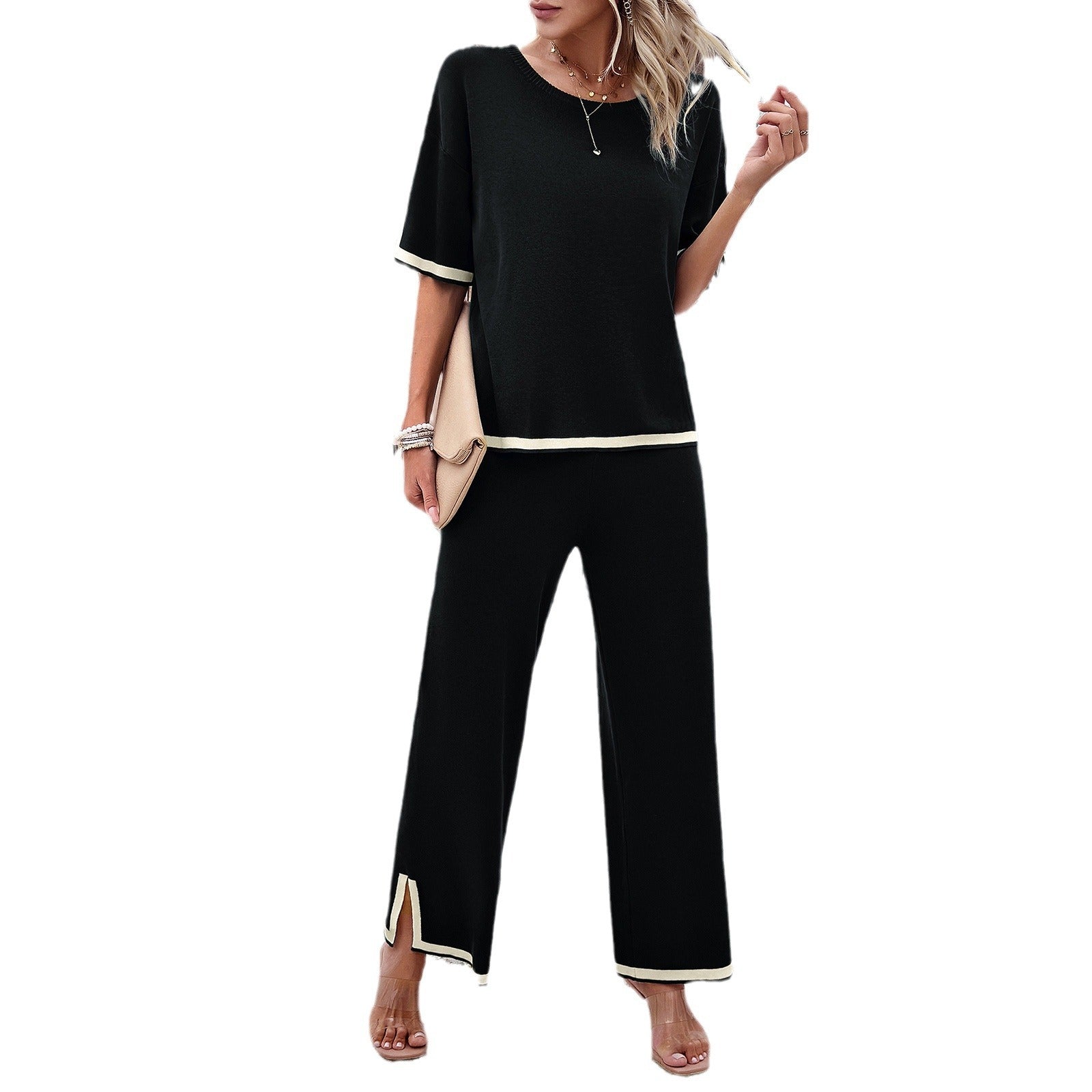 Women's Fashion Temperament Leisure Short Sleeve Knitting Suit 1d0dd5-b6.myshopify.com