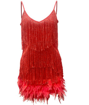 V-neck Strap Feather Stitching Dress 1d0dd5-b6.myshopify.com