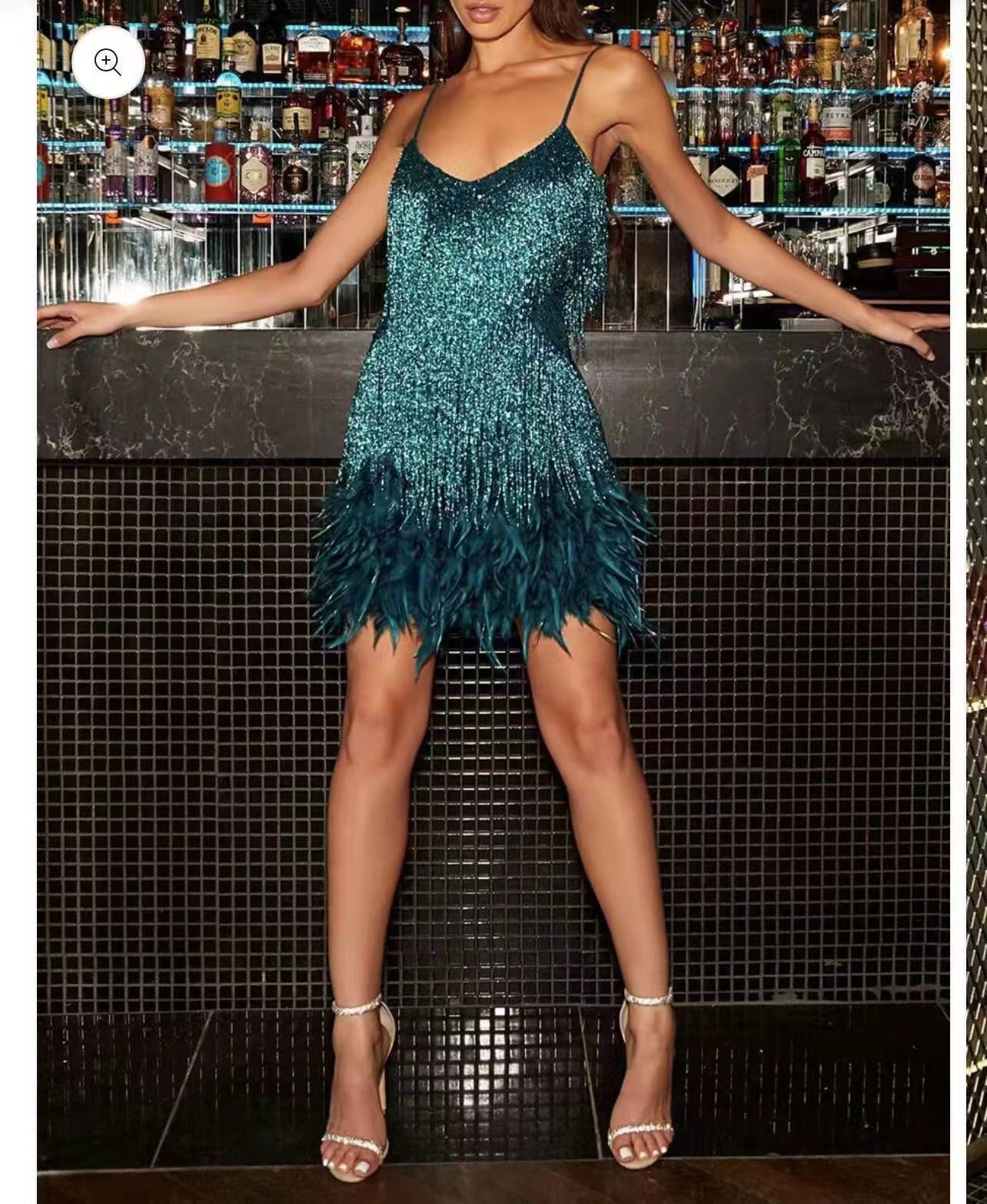 V-neck Strap Feather Stitching Dress 1d0dd5-b6.myshopify.com