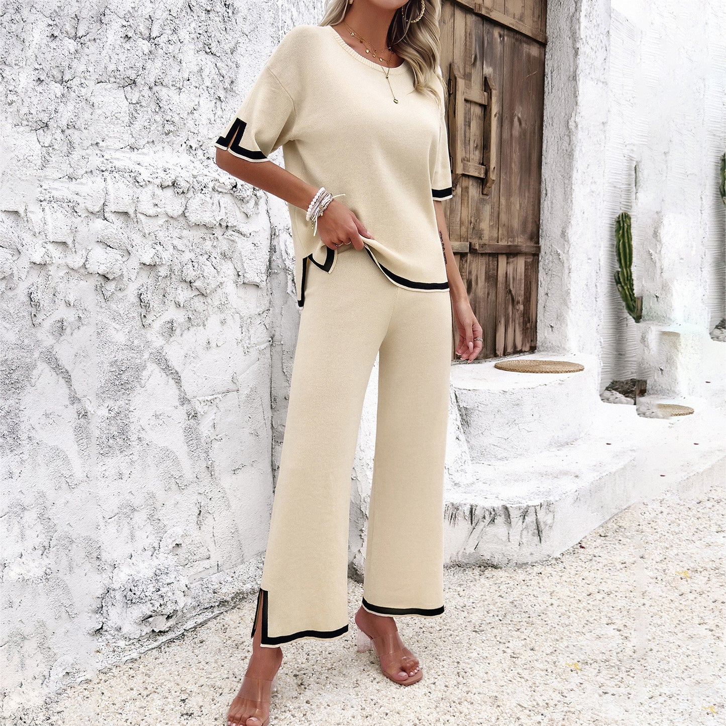 Women's Fashion Temperament Leisure Short Sleeve Knitting Suit 1d0dd5-b6.myshopify.com