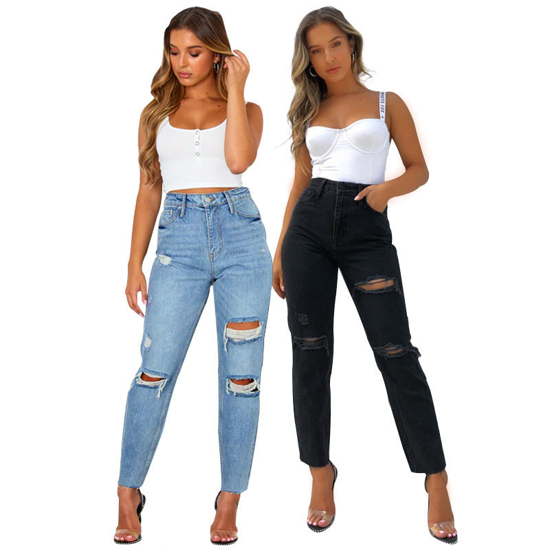 Women's Fashion Washed Blue Jeans 1d0dd5-b6.myshopify.com