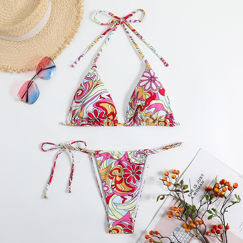 Triangle Printed Bikini For Women With Separate System And Hanging Neck Swimsuit 1d0dd5-b6.myshopify.com