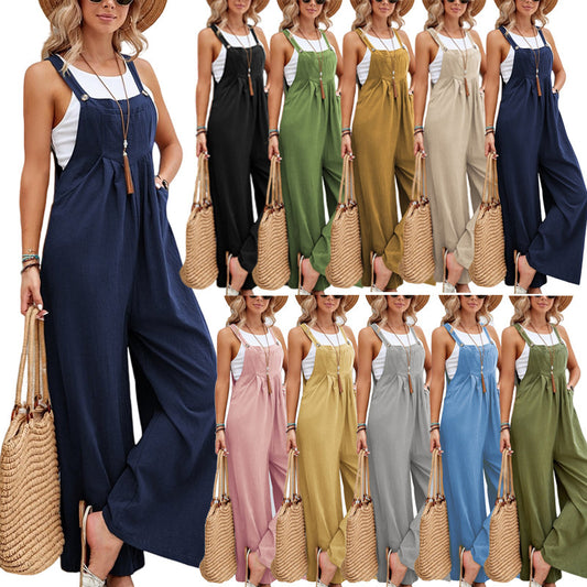 Women Long Bib Pants Overalls Casual Loose Rompers Jumpsuits With Pockets 1d0dd5-b6.myshopify.com