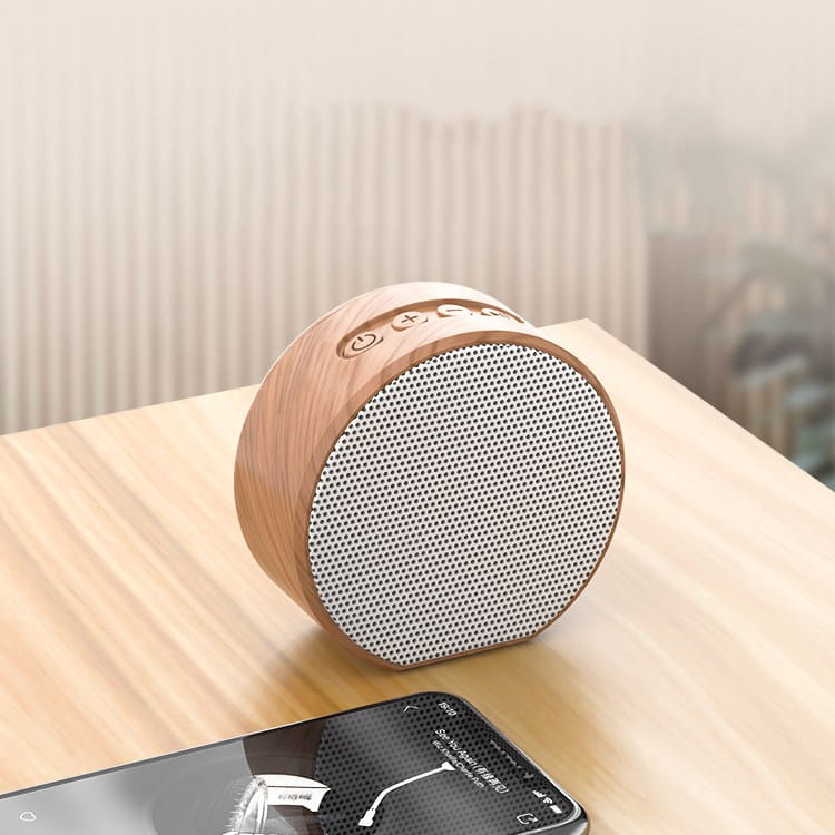 Wood grain bluetooth speaker