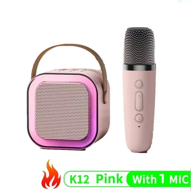 K12 Wireless Microphone Karaoke Machine Bluetooth Speaker KTV HIFI Stereo Sound RGB Colorful LED Lights For Outdoor