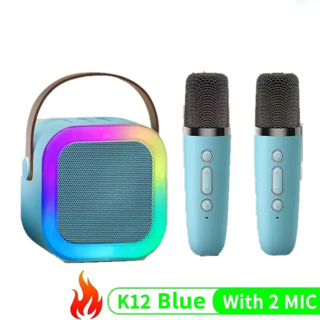 K12 Wireless Microphone Karaoke Machine Bluetooth Speaker KTV HIFI Stereo Sound RGB Colorful LED Lights For Outdoor