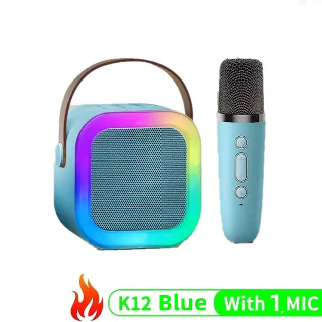 K12 Wireless Microphone Karaoke Machine Bluetooth Speaker KTV HIFI Stereo Sound RGB Colorful LED Lights For Outdoor