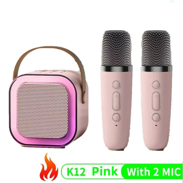 K12 Wireless Microphone Karaoke Machine Bluetooth Speaker KTV HIFI Stereo Sound RGB Colorful LED Lights For Outdoor