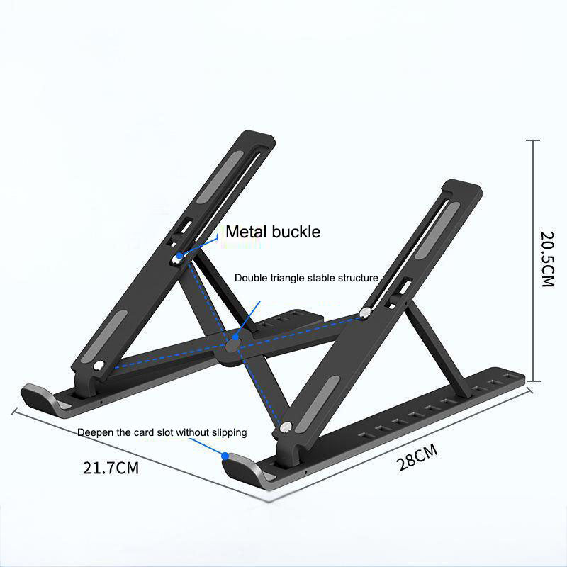 Laptop stand N3 folding lifting and cooling base desktop tablet portable stand - Black