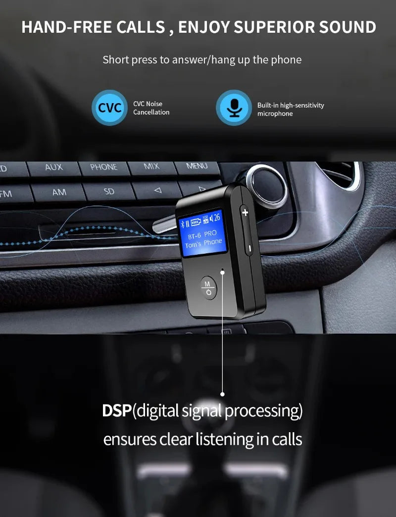 LED car Bluetooth 5.0 audio receiver 3.5 Bluetooth converter AUX call Bluetooth adapter