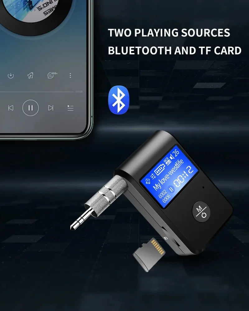 LED car Bluetooth 5.0 audio receiver 3.5 Bluetooth converter AUX call Bluetooth adapter